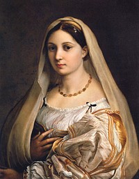 Raphael's Woman with a veil (La Donna Velata) (1516) famous painting. Original from Wikimedia Commons. Digitally enhanced by rawpixel.