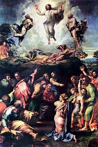 Raphael's Transfiguration (1516–1520) famous painting. Original from Wikimedia Commons. Digitally enhanced by rawpixel.