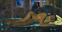 Paul Gauguin's Nevermore (1897) famous painting. Original from Wikimedia Commons. Digitally enhanced by rawpixel.