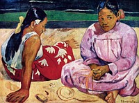Paul Gauguin's Tahitian Women on the Beach (1891) famous painting. Original from Wikimedia Commons. Digitally enhanced by rawpixel.