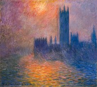 Claude Monet's The Houses of Parliament, Sunset (1904) famous painting. Original from Wikimedia Commons. Digitally enhanced by rawpixel.