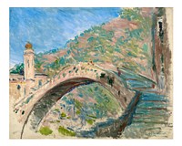 Claude Monet art print, famous painting Bridge at Dolceacqua wall art decor