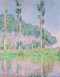 Claude Monet's Poplars, Pink Effect (1891) famous painting. Original from the Dallas Museum of Art. Digitally enhanced by rawpixel.