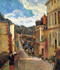 Paul Gauguin's Rue Jouvenet in Rouen (1884) famous painting. Original from Wikimedia Commons. Digitally enhanced by rawpixel.