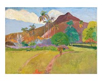 Paul Gauguin art print, famous painting Tahitian Landscape wall art decor