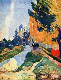 Paul Gauguin's Les Alyscamps (1888) famous painting. Original from Wikimedia Commons. Digitally enhanced by rawpixel.