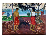 Paul Gauguin art print, famous painting Under the Pandanus wall art decor