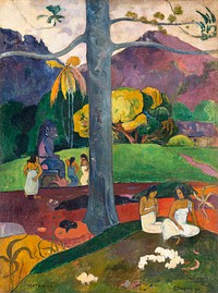 Paul Gauguin's Mata Mua (Once Upon a Time) (1892) famous painting. Original from Wikimedia Commons. Digitally enhanced by rawpixel.