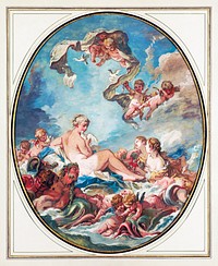 Francois Boucher's The Birth and Triumph of Venus (1743) famous painting. Original from The Getty. Digitally enhanced by rawpixel.