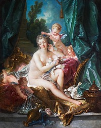 Francois Boucher's The Toilette of Venus (1751) famous painting. Original from The MET. Digitally enhanced by rawpixel.