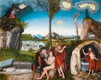 Lucas Cranach's Law and Grace; Damnation and Salvation (1529) famous painting. Original from Wikimedia Commons. Digitally enhanced by rawpixel.