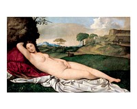 Giorgione art print, Sleeping Venus, vintage Renaissance painting