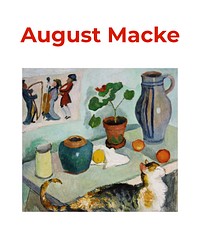 August Macke poster art print, vintage The ghost in the house stalls expressionism painting