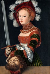 Lucas Cranach's Judith with the Head of Holofernes (1530) famous painting. Original from The MET Museum. Digitally enhanced by rawpixel.