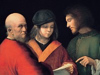 Giorgione's The Three Ages of Man (1501) famous painting. Original from Wikimedia Commons. Digitally enhanced by rawpixel.