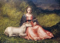 Giorgione's Woman with Unicorn (1510) famous painting. Original from the Rijksmuseum. Digitally enhanced by rawpixel.