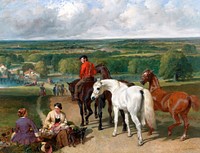 Exercising the Royal Horses (1847–1855) painting in high resolution by John Frederick Herring. Original from Yale University Art Gallery. Digitally enhanced by rawpixel.