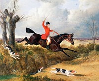 Foxhunting: Clearing a Ditch (1839) painting in high resolution by John Frederick Herring. Original from Yale University Art Gallery. Digitally enhanced by rawpixel.