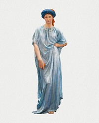 Vintage woman in blue dress sticker psd, remixed from the artworks by Albert Joseph Moore