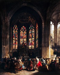 Prosper Lafaye's The Chapel of the Virgin at the Eglise Saint Gervais Paris (1860) famous painting. Original from The Public Institution Paris Musées. Digitally enhanced by rawpixel.