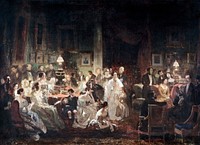 Prosper Lafaye's Le Salon de M. Irisson, le soir du 19 août 1839 famous painting. Original from The Public Institution Paris Musées. Digitally enhanced by rawpixel.