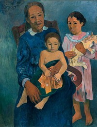 Polynesian Woman with Children (1901) by <a href="https://www.rawpixel.com/search/paul%20gauguin?sort=curated&amp;type=all&amp;page=1">Paul Gauguin</a>. Original from The Art Institute of Chicago. Digitally enhanced by rawpixel.