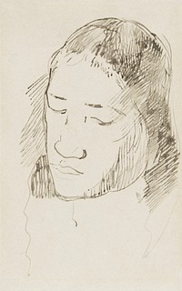 Head of a Tahitian Woman (recto), Sketches of Anatomical Details (verso) (ca. 1891&ndash;1893) by <a href="https://www.rawpixel.com/search/paul%20gauguin?sort=curated&amp;type=all&amp;page=1">Paul Gauguin</a>. Original from The Art Institute of Chicago. Digitally enhanced by rawpixel.