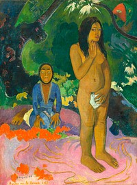 Words of the Devil (Parau na te Varua ino) (1892) by <a href="https://www.rawpixel.com/search/paul%20gauguin?sort=curated&amp;type=all&amp;page=1">Paul Gauguin</a>. Original from The National Gallery of Art. Digitally enhanced by rawpixel.