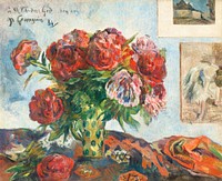 Still Life with Peonies (1884) by <a href="https://www.rawpixel.com/search/paul%20gauguin?sort=curated&amp;type=all&amp;page=1">Paul Gauguin</a>. Original from The National Gallery of Art. Digitally enhanced by rawpixel.