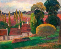 A Farm in Brittany (ca. 1894) by <a href="https://www.rawpixel.com/search/paul%20gauguin?sort=curated&amp;type=all&amp;page=1">Paul Gauguin</a>. Original from The MET Museum. Digitally enhanced by rawpixel.