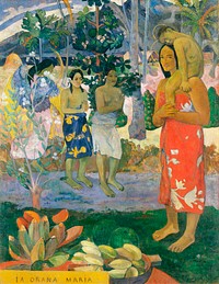Hail Mary (Ia Orana Maria) (1891) by <a href="https://www.rawpixel.com/search/paul%20gauguin?sort=curated&amp;type=all&amp;page=1">Paul Gauguin</a>. Original from The MET Museum. Digitally enhanced by rawpixel.