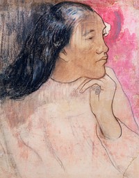 A Tahitian Woman with a Flower in Her Hair (ca. 1891&ndash;1892) by <a href="https://www.rawpixel.com/search/paul%20gauguin?sort=curated&amp;type=all&amp;page=1">Paul Gauguin</a>. Original from The MET Museum. Digitally enhanced by rawpixel.