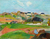 Landscape at Le Pouldu (1890) by <a href="https://www.rawpixel.com/search/paul%20gauguin?sort=curated&amp;type=all&amp;page=1">Paul Gauguin</a>. Original from The National Gallery of Art. Digitally enhanced by rawpixel.