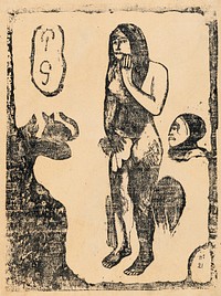 Eve, from the Suite of Late Wood-Block Prints (ca. 1898&ndash;1899) by <a href="https://www.rawpixel.com/search/paul%20gauguin?sort=curated&amp;type=all&amp;page=1">Paul Gauguin</a>. Original from The Art Institute of Chicago. Digitally enhanced by rawpixel.