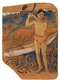 Man with an Ax (ca. 1891&ndash;1893) by <a href="https://www.rawpixel.com/search/paul%20gauguin?sort=curated&amp;type=all&amp;page=1">Paul Gauguin</a>. Original from The Art Institute of Chicago. Digitally enhanced by rawpixel.
