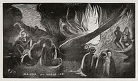 The Devil Speaks (Mahna no varua ino), from the Noa Noa Suite (1921) by <a href="https://www.rawpixel.com/search/paul%20gauguin?sort=curated&amp;type=all&amp;page=1">Paul Gauguin</a>. Original from The Art Institute of Chicago. Digitally enhanced by rawpixel.