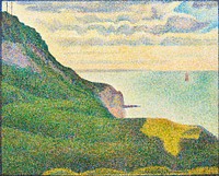 <a href="https://www.rawpixel.com/search/Georges%20Seurat?sort=curated&amp;type=all&amp;page=1">Georges Seurat</a>&#39;s Seascape at Port-en-Bessin, Normandy (1888). Original from The National Gallery of Art. Digitally enhanced by rawpixel.