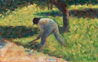 Peasant with a Hoe (ca. 1882) by Georges Seurat. Original from The National Gallery of Art. Digitally enhanced by rawpixel.