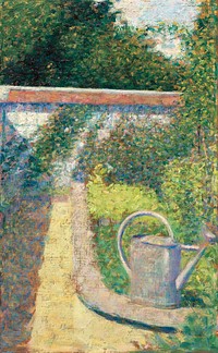 The Watering Can&ndash;Garden at Le Raincy (ca. 1883) by <a href="https://www.rawpixel.com/search/Georges%20Seurat?sort=curated&amp;type=all&amp;page=1">Georges Seurat</a>. Original from The National Gallery of Art. Digitally enhanced by rawpixel.