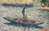 A Fisherman (ca. 1884) by <a href="https://www.rawpixel.com/search/Georges%20Seurat?sort=curated&amp;type=all&amp;page=1">Georges Seurat</a>. Original from Yale University Art Gallery. Digitally enhanced by rawpixel.