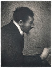 Aman-Jean, Portrait of Edmond Francois Aman-Jean (ca. 1882&ndash;1883) by by <a href="https://www.rawpixel.com/search/Georges%20Seurat?sort=curated&amp;type=all&amp;page=1">Georges Seurat</a>. Original from The MET Museum. Digitally enhanced by rawpixel.