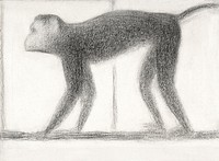 Monkey (1884) by <a href="https://www.rawpixel.com/search/Georges%20Seurat?sort=curated&amp;type=all&amp;page=1">Georges Seurat</a>. Original from The MET Museum. Digitally enhanced by rawpixel.