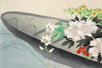 Flower boat from Momoyogusa&ndash;Flowers of a Hundred Generations (1909) by <a href="https://www.rawpixel.com/search/Kamisaka%20Sekka?sort=curated&amp;type=all&amp;page=1">Kamisaka Sekka</a>. Original from the The New York Public Library. Digitally enhanced by rawpixel.