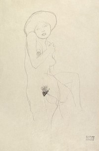 Standing Nude (ca. 1906&ndash;1907) by <a href="https://www.rawpixel.com/search/gustav%20klimt?sort=curated&amp;type=all&amp;page=1">Gustav Klimt</a>. Original from The MET Museum. Digitally enhanced by rawpixel.