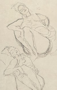 Two Studies for a Crouching Woman (ca. 1914&ndash;1915) by <a href="https://www.rawpixel.com/search/gustav%20klimt?sort=curated&amp;type=all&amp;page=1">Gustav Klimt</a>. Original from The MET Museum. Digitally enhanced by rawpixel.