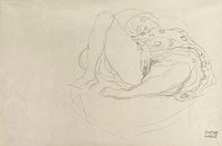 Reclining Nude with Drapery (ca. 1912&ndash;1913) by <a href="https://www.rawpixel.com/search/gustav%20klimt?sort=curated&amp;type=all&amp;page=1">Gustav Klimt</a>. Original from The MET Museum. Digitally enhanced by rawpixel.