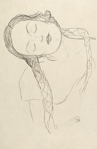 Half-figure of a Young Woman (1918) by <a href="https://www.rawpixel.com/search/gustav%20klimt?sort=curated&amp;type=all&amp;page=1">Gustav Klimt</a>. Original from The MET Museum. Digitally enhanced by rawpixel.