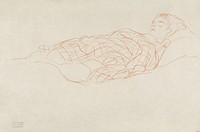 Study of a woman wrapped in a plaid, resting by by <a href="https://www.rawpixel.com/search/gustav%20klimt?sort=curated&amp;type=all&amp;page=1">Gustav Klimt</a> (1872&ndash;1918). Original from The Rijksmuseum. Digitally enhanced by rawpixel.