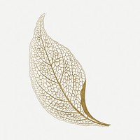 Gold leaf illustration, aesthetic nature graphic psd