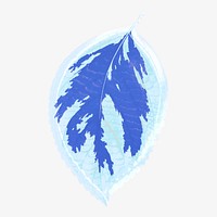 Blue leaf illustration, aesthetic nature graphic vector